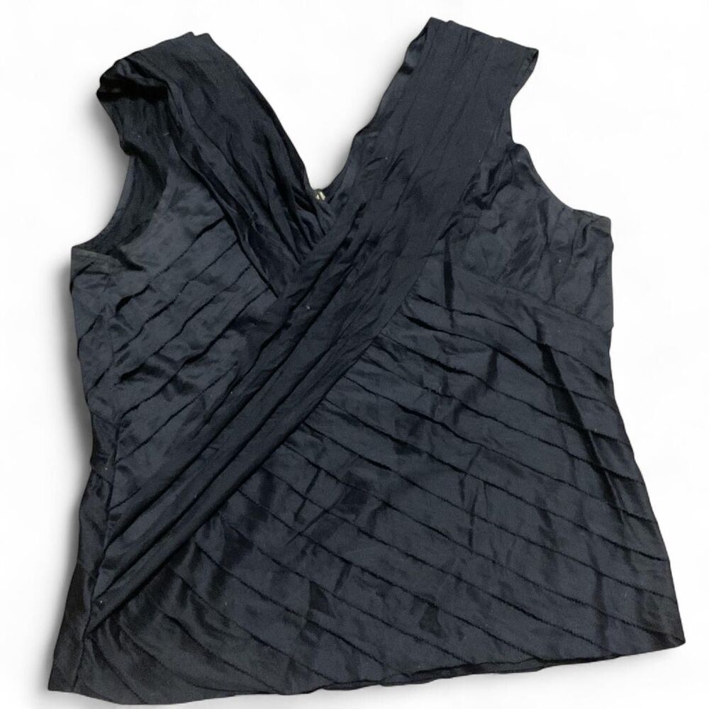 Ralph Lauren Black Label Navy Pleated Crossover Sleeveless Top Size XL